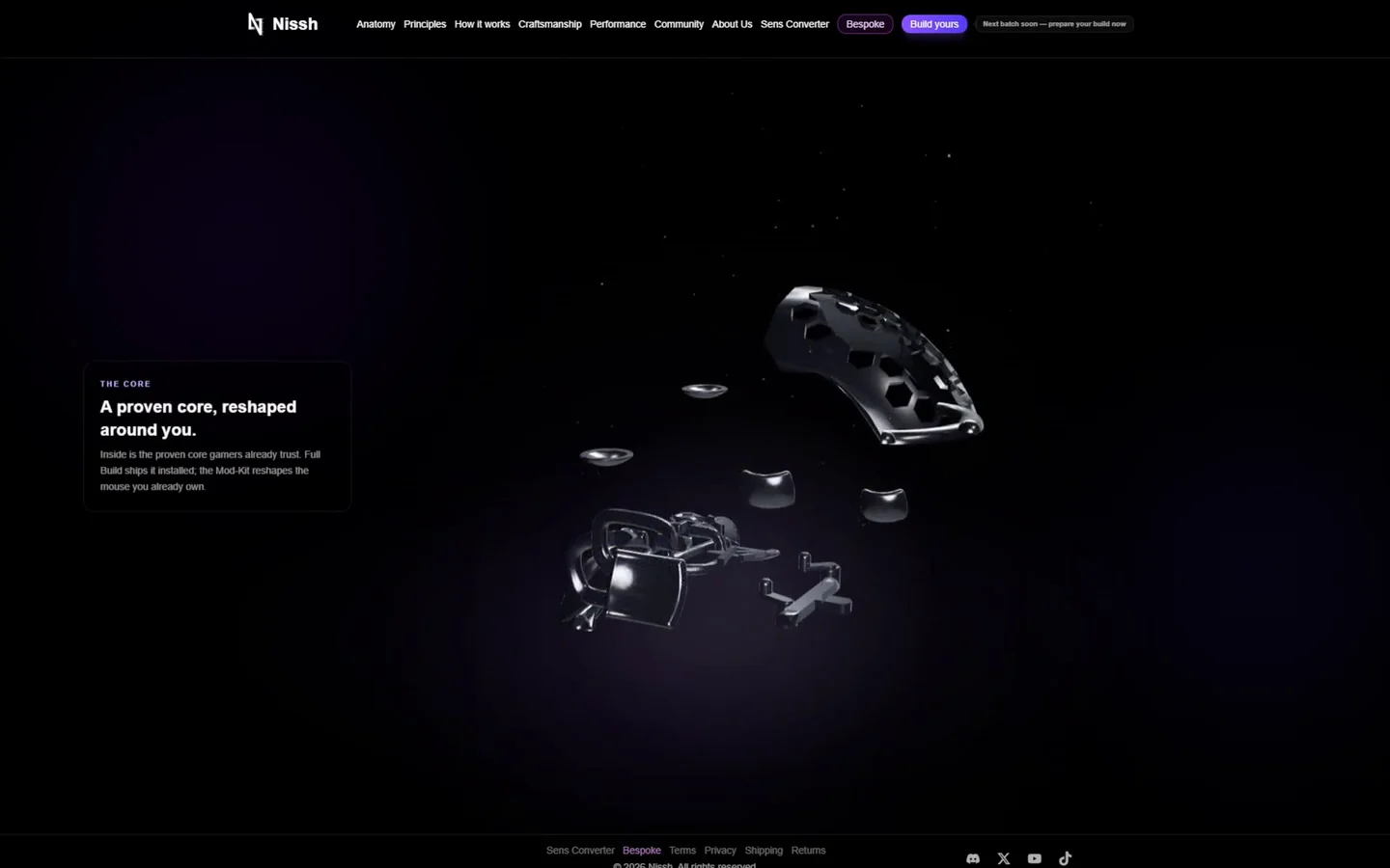The home page: the hero, then the exploded anatomy scene.